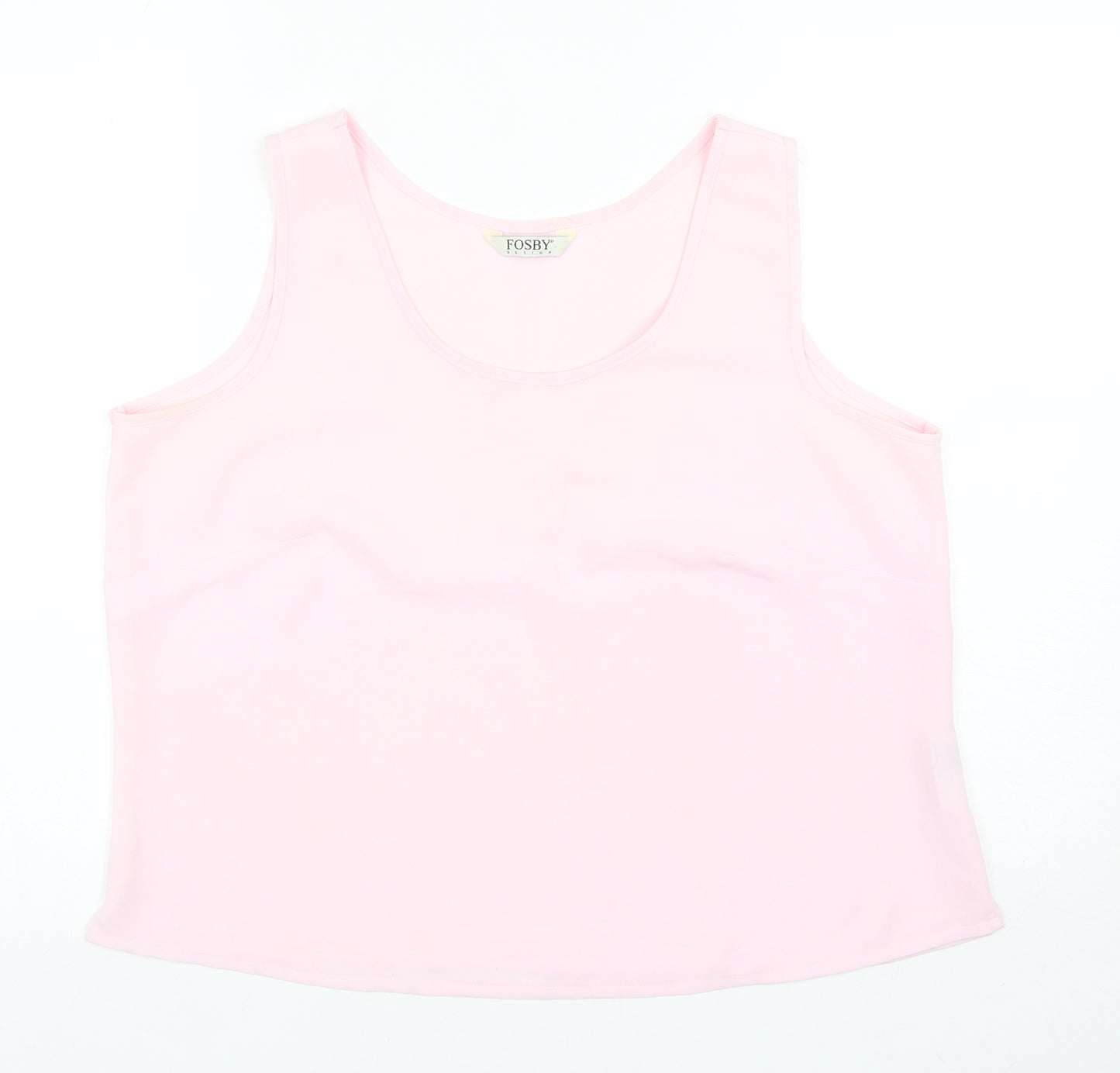 Fosby Womens Pink Polyester Basic Tank Size 16 Round Neck