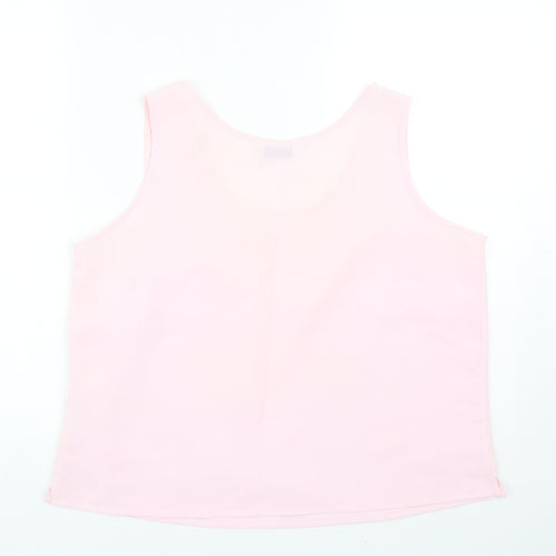 Fosby Womens Pink Polyester Basic Tank Size 16 Round Neck