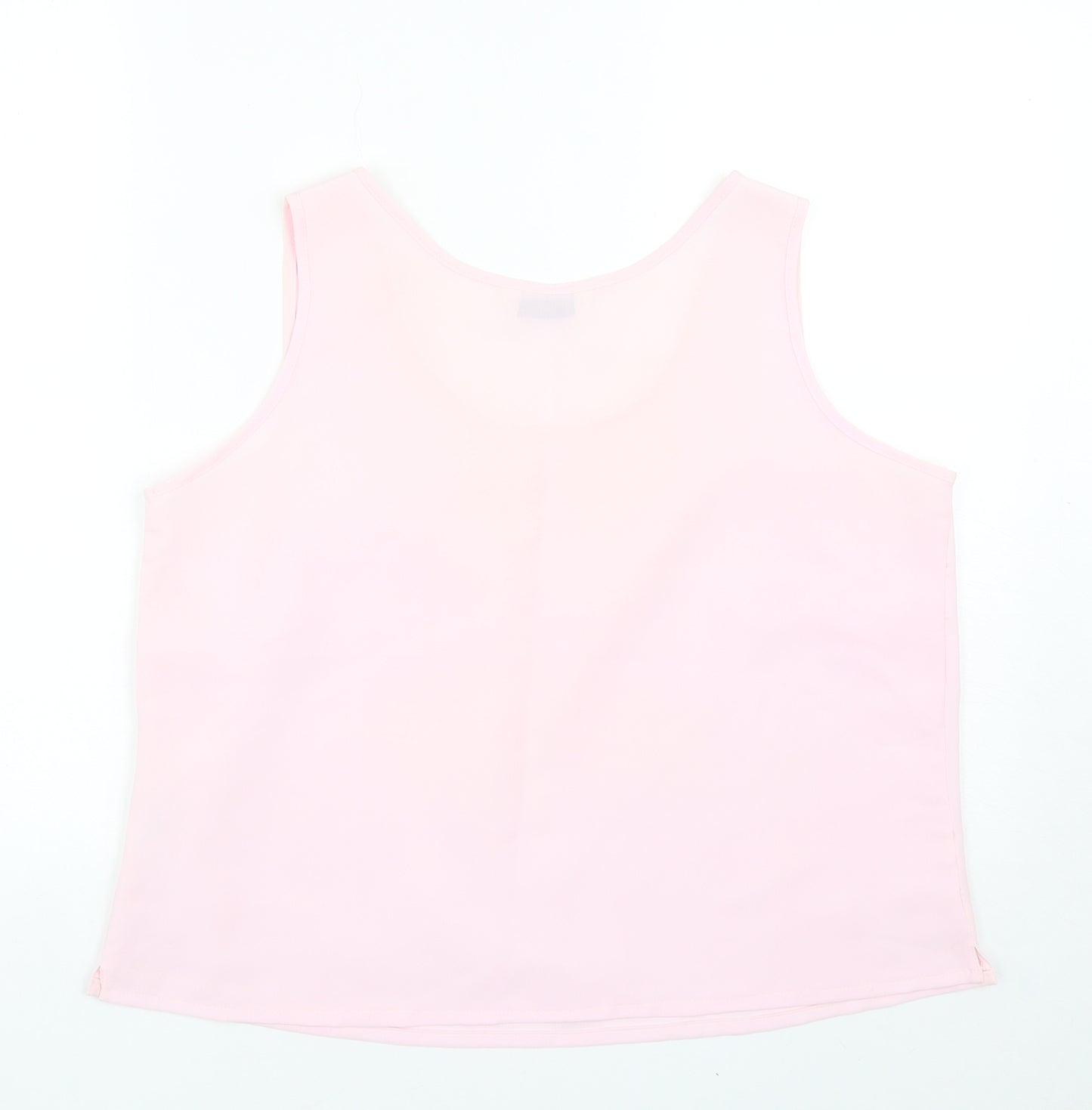 Fosby Womens Pink Polyester Basic Tank Size 16 Round Neck