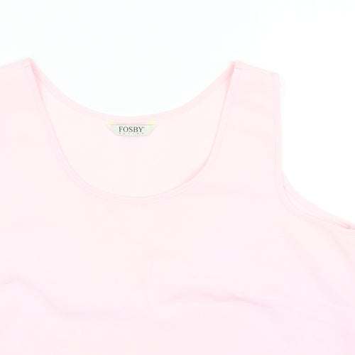 Fosby Womens Pink Polyester Basic Tank Size 16 Round Neck