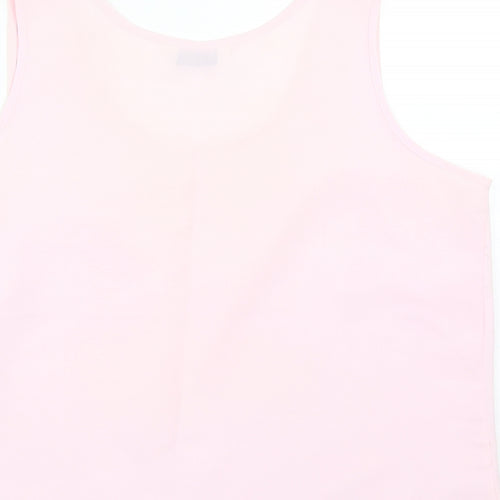 Fosby Womens Pink Polyester Basic Tank Size 16 Round Neck