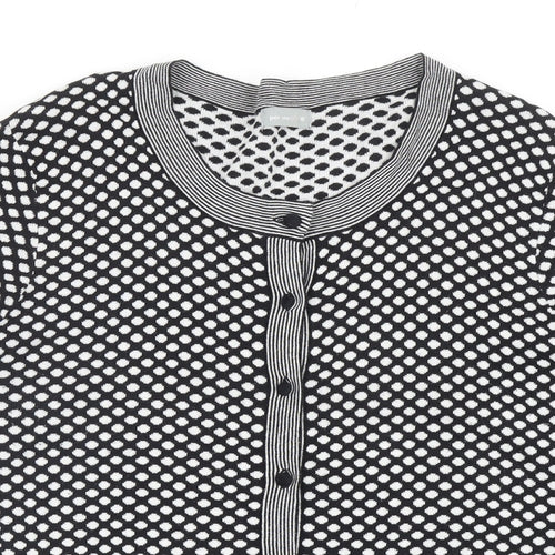 Per Una Womens Black Scoop Neck Polka Dot Cotton Cardigan Jumper Size 18