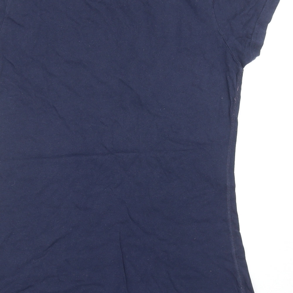 Superdry Womens Blue Cotton Basic T-Shirt Size S Scoop Neck