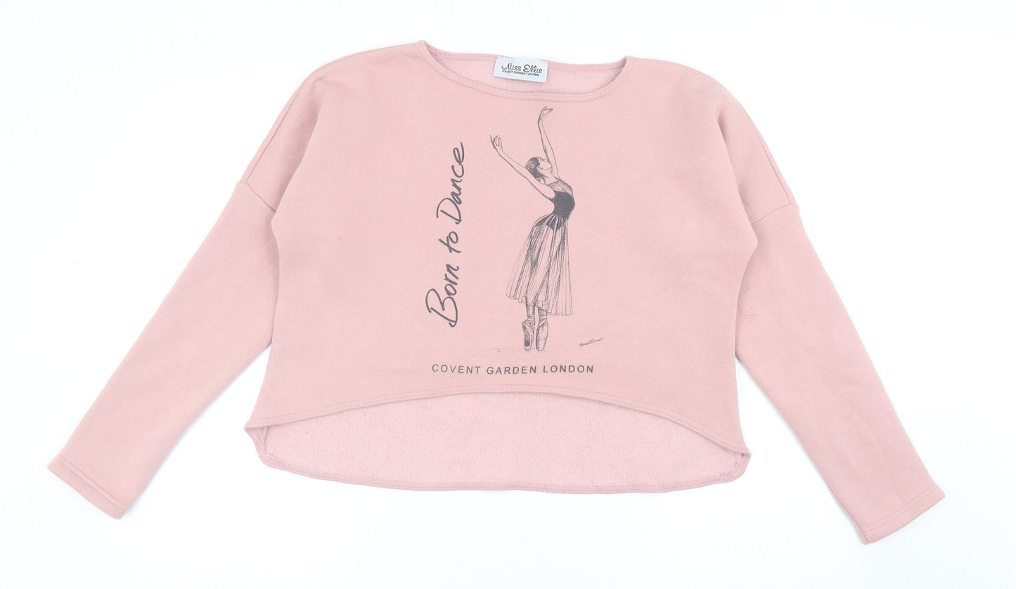 Miss Ellie Womens Pink Cotton Pullover Hoodie Size S Pullover - Born to Dance, Cropped