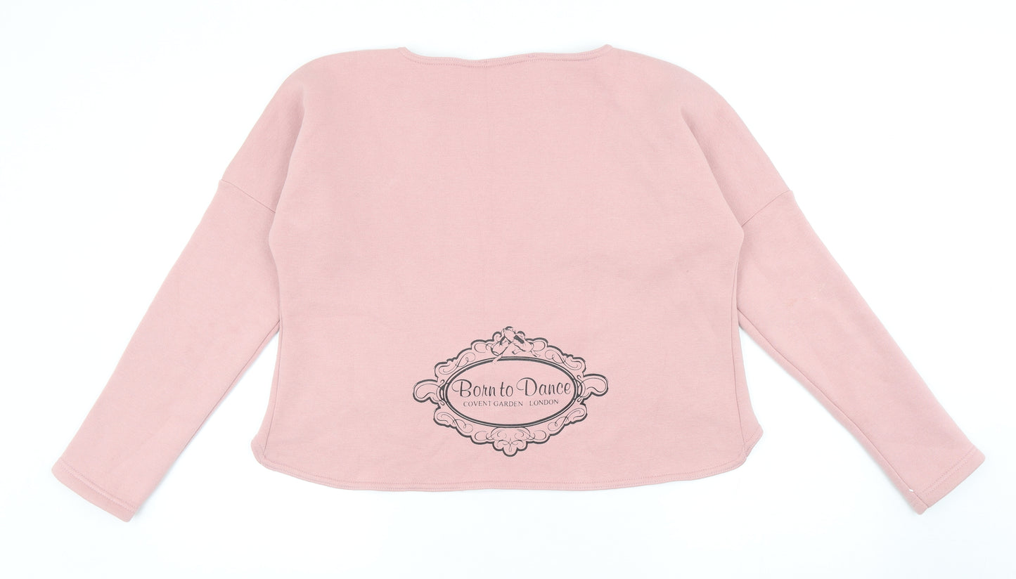 Miss Ellie Womens Pink Cotton Pullover Hoodie Size S Pullover - Born to Dance, Cropped