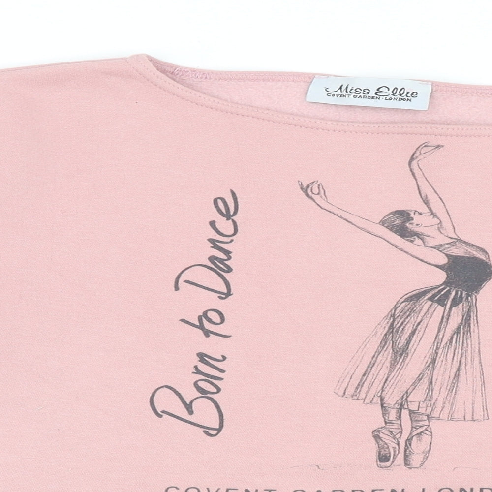 Miss Ellie Womens Pink Cotton Pullover Hoodie Size S Pullover - Born to Dance, Cropped