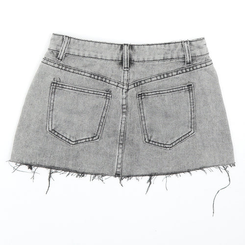 SheIn Womens Grey Cotton Mini Skirt Size XS Button
