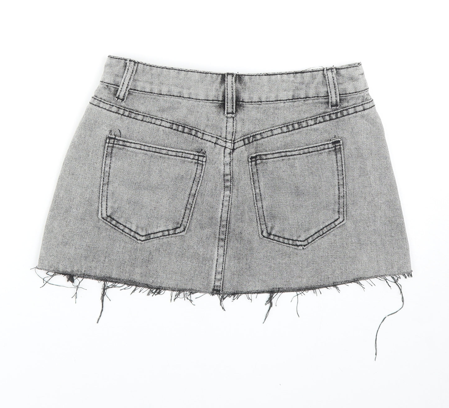 SheIn Womens Grey Cotton Mini Skirt Size XS Button