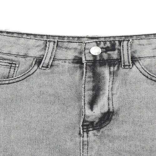 SheIn Womens Grey Cotton Mini Skirt Size XS Button