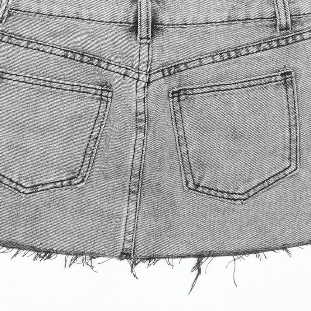 SheIn Womens Grey Cotton Mini Skirt Size XS Button