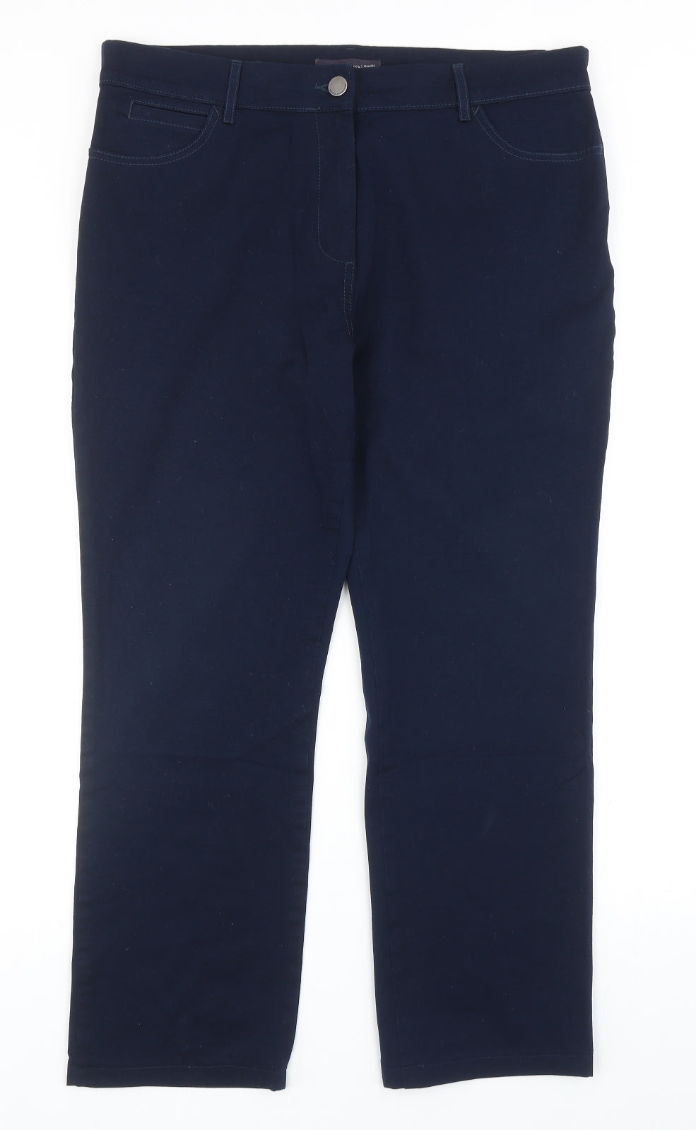 Marks and Spencer Womens Blue Cotton Straight Jeans Size 16 Regular Zip