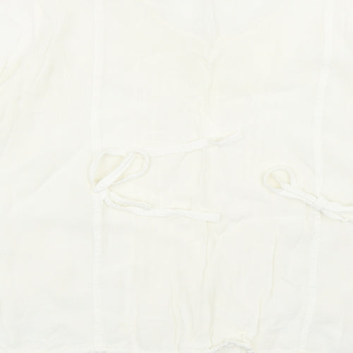 WOW Womens White Viscose Basic Button-Up One Size Round Neck