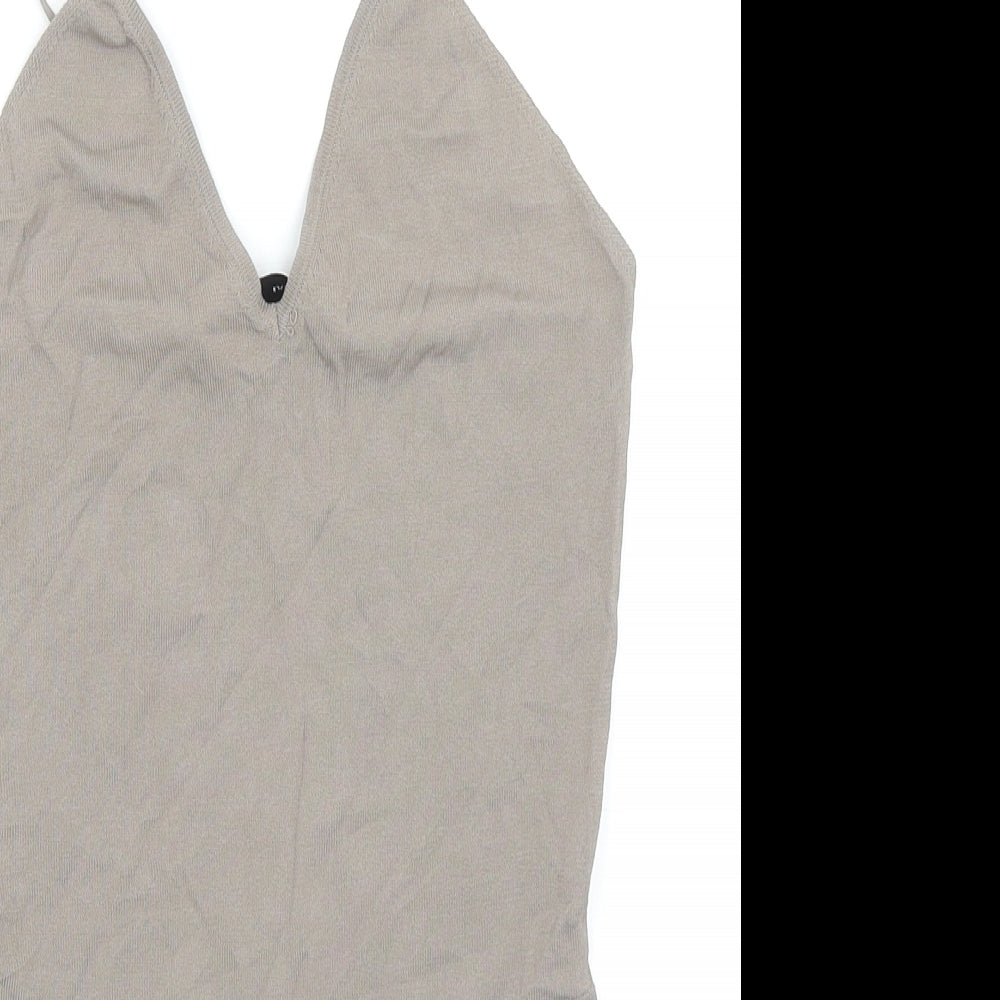 Zara Womens Brown Polyester Bodysuit One-Piece Size M Snap