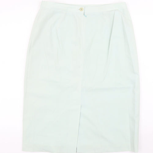 Preworn Womens Green Wool Straight & Pencil Skirt Size 14 Button