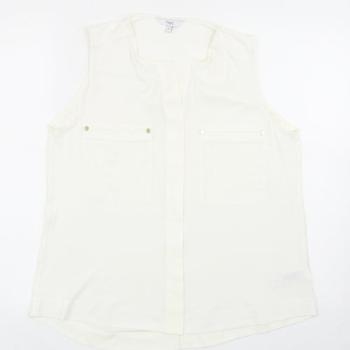 NEXT Womens Ivory Polyester Basic Blouse Size 12 Round Neck