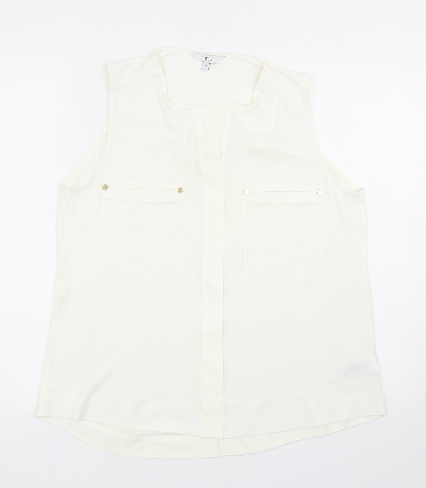 NEXT Womens Ivory Polyester Basic Blouse Size 12 Round Neck