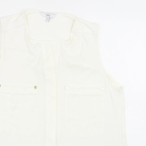 NEXT Womens Ivory Polyester Basic Blouse Size 12 Round Neck