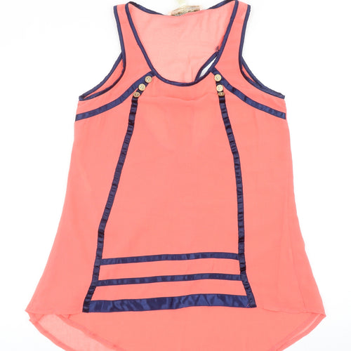Little Misstress Womens Pink Polyester Basic Tank Size 10 Scoop Neck