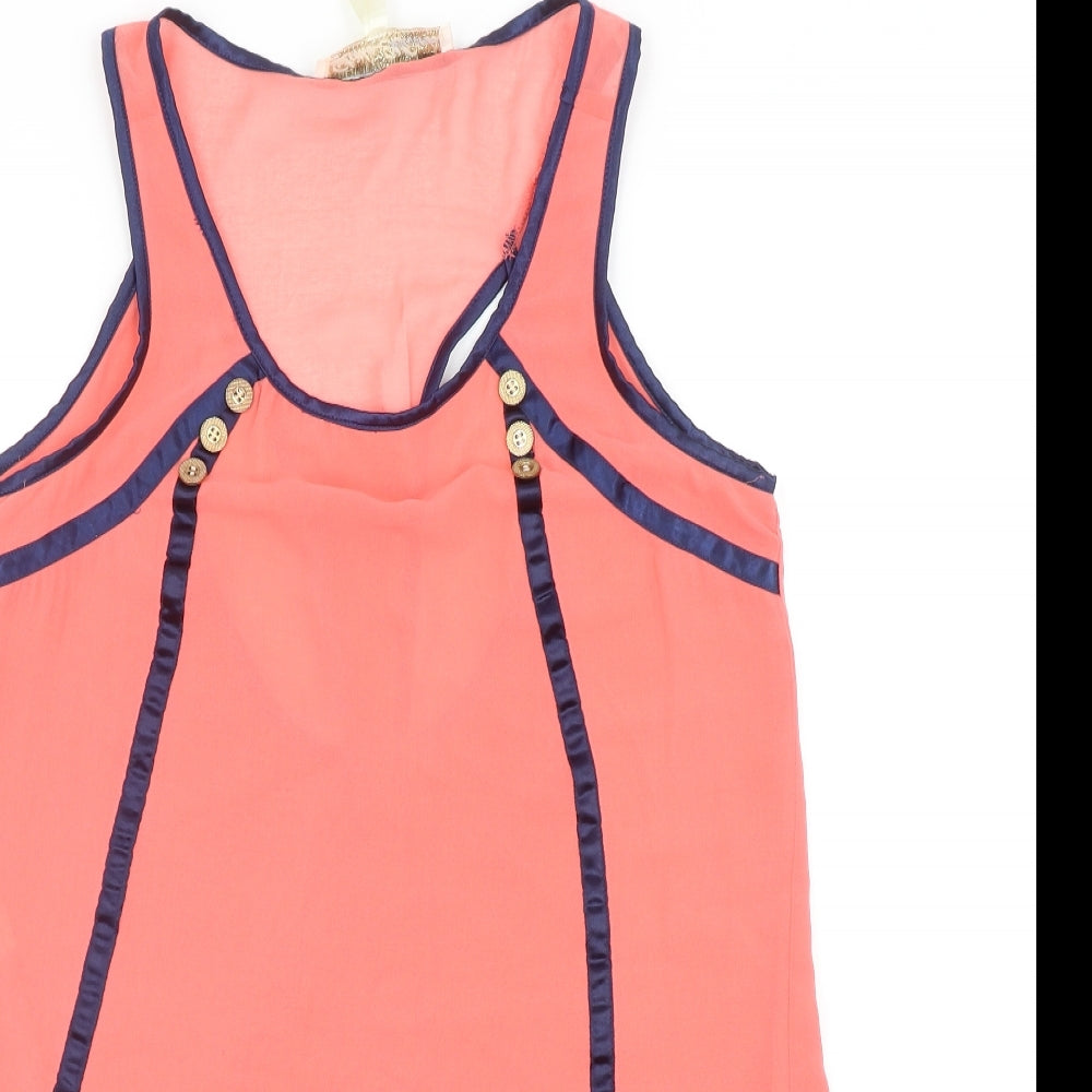 Little Misstress Womens Pink Polyester Basic Tank Size 10 Scoop Neck