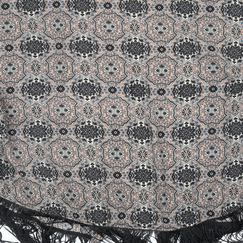 New Look Womens Black Geometric Polyester Kimono Blouse Size 10 V-Neck