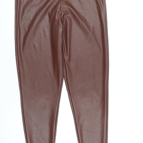 PRETTYLITTLETHING Womens Brown Polyester Trousers Size 10 Regular