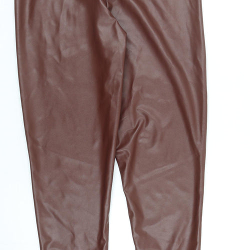 PRETTYLITTLETHING Womens Brown Polyester Trousers Size 10 Regular