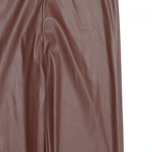PRETTYLITTLETHING Womens Brown Polyester Trousers Size 10 Regular
