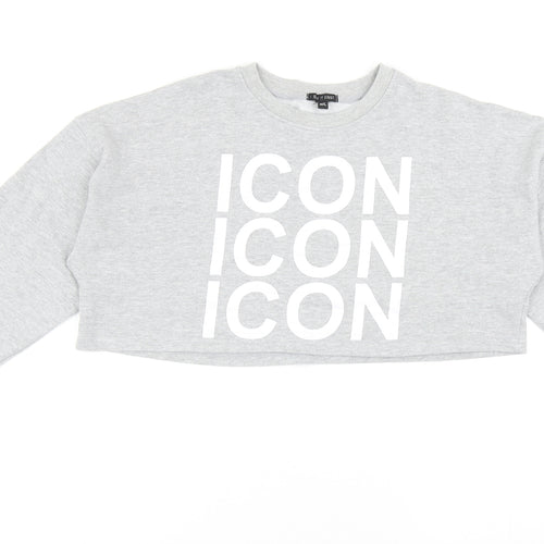 I SAW IT FIRST Womens Grey Polyester Pullover Sweatshirt Size M Pullover
