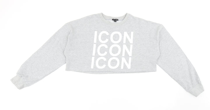 I SAW IT FIRST Womens Grey Polyester Pullover Sweatshirt Size M Pullover