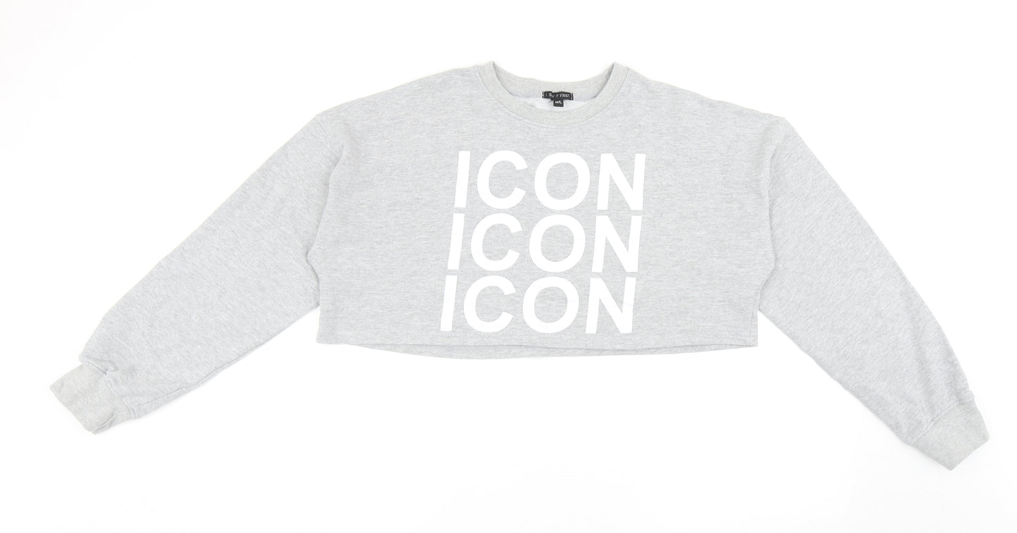 I SAW IT FIRST Womens Grey Polyester Pullover Sweatshirt Size M Pullover