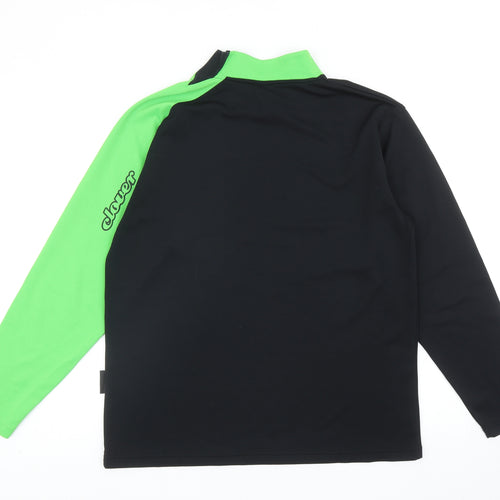 Clover Mens Black Colourblock Polyester T-Shirt Size M High Neck