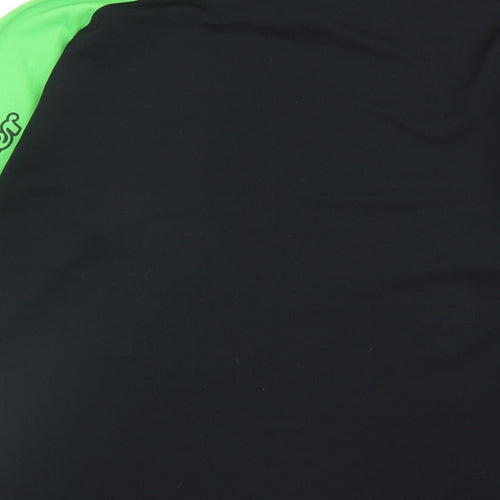Clover Mens Black Colourblock Polyester T-Shirt Size M High Neck
