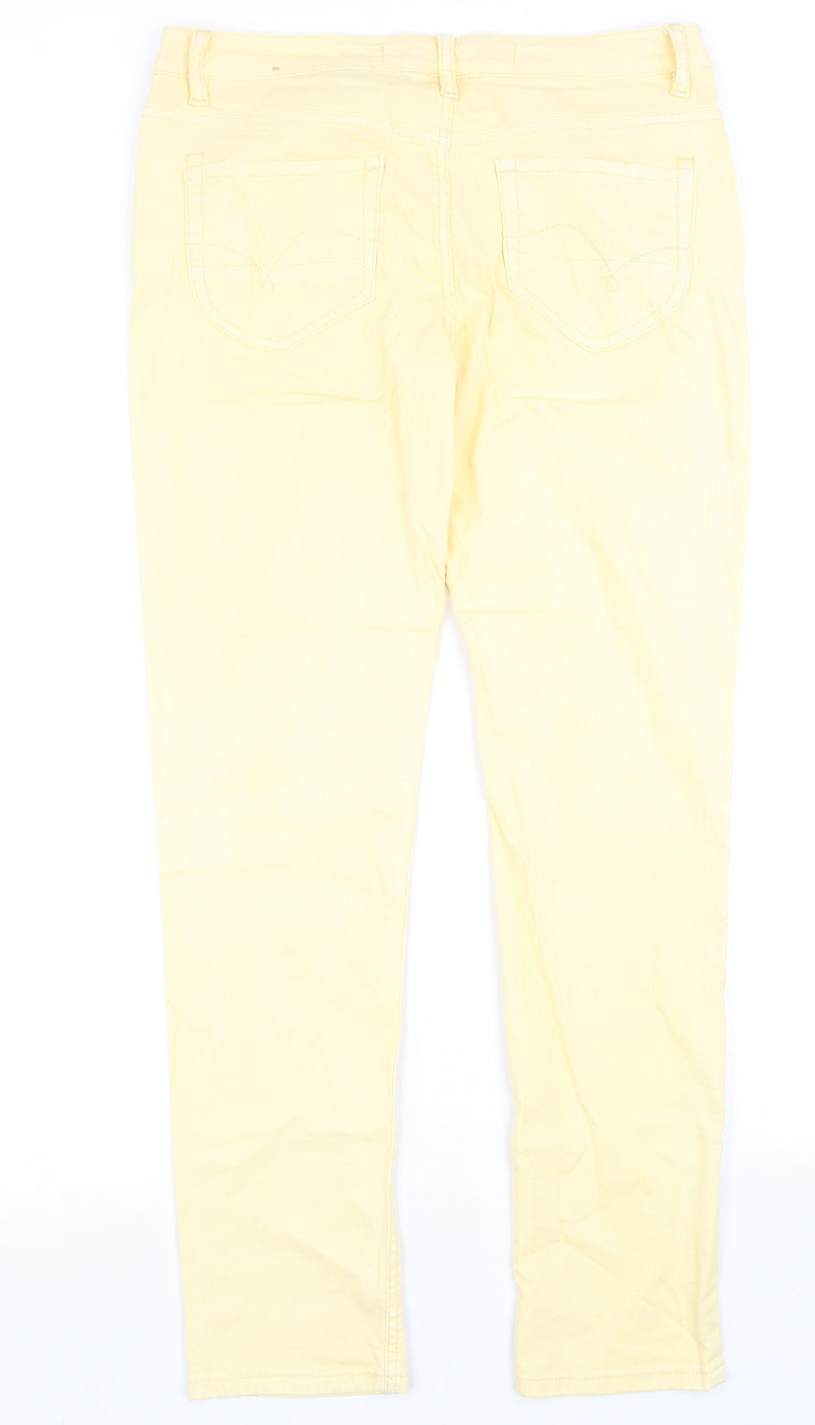 NEXT Womens Yellow Cotton Skinny Jeans Size 12 Relaxed Zip