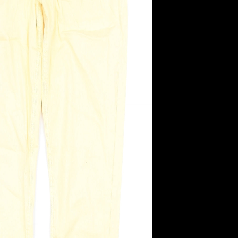 NEXT Womens Yellow Cotton Skinny Jeans Size 12 Relaxed Zip