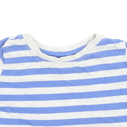 Primark Boys Blue Striped Cotton Basic T-Shirt Size 9-12 Months Round Neck Pullover