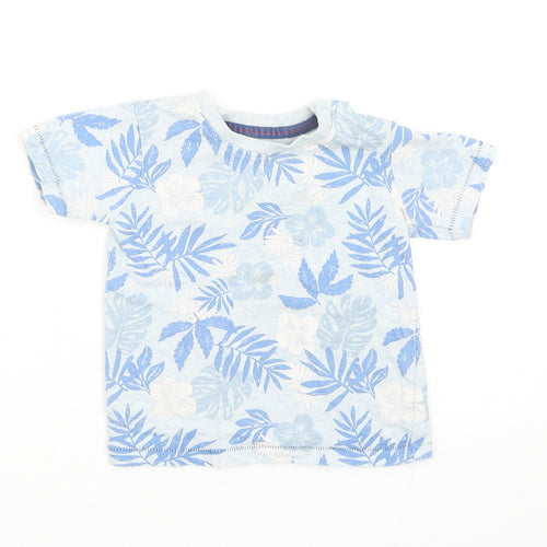 George Boys Blue Geometric Cotton Basic T-Shirt Size 9-12 Months Round Neck Snap