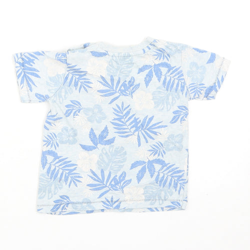 George Boys Blue Geometric Cotton Basic T-Shirt Size 9-12 Months Round Neck Snap