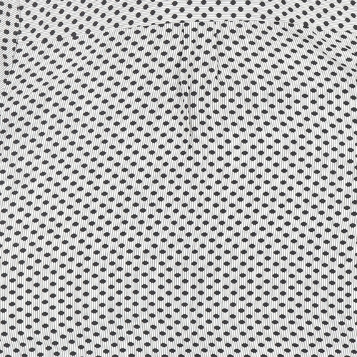 LOFT Womens Black Geometric Polyester Basic Button-Up Size M Collared