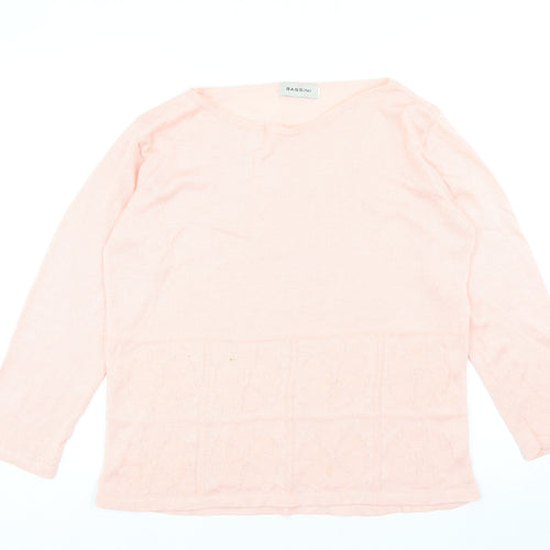 BASSINI Womens Pink Boat Neck Acrylic Pullover Jumper Size L