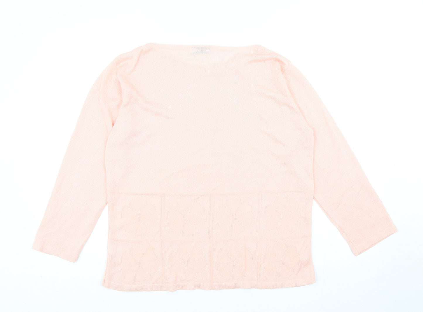 BASSINI Womens Pink Boat Neck Acrylic Pullover Jumper Size L