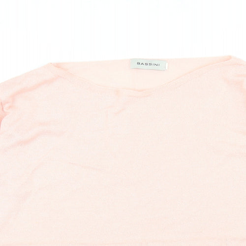 BASSINI Womens Pink Boat Neck Acrylic Pullover Jumper Size L