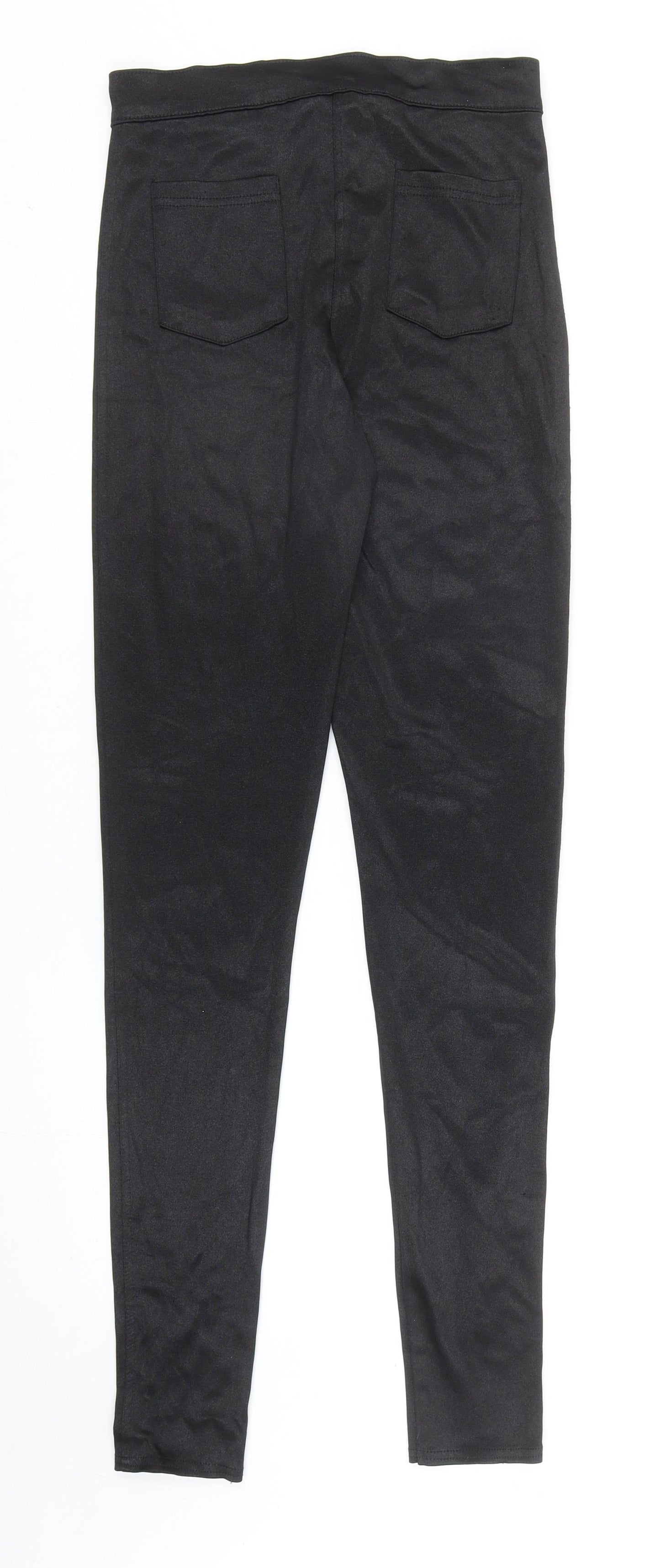 Preworn Womens Black Nylon Trousers Size 10 Regular Zip