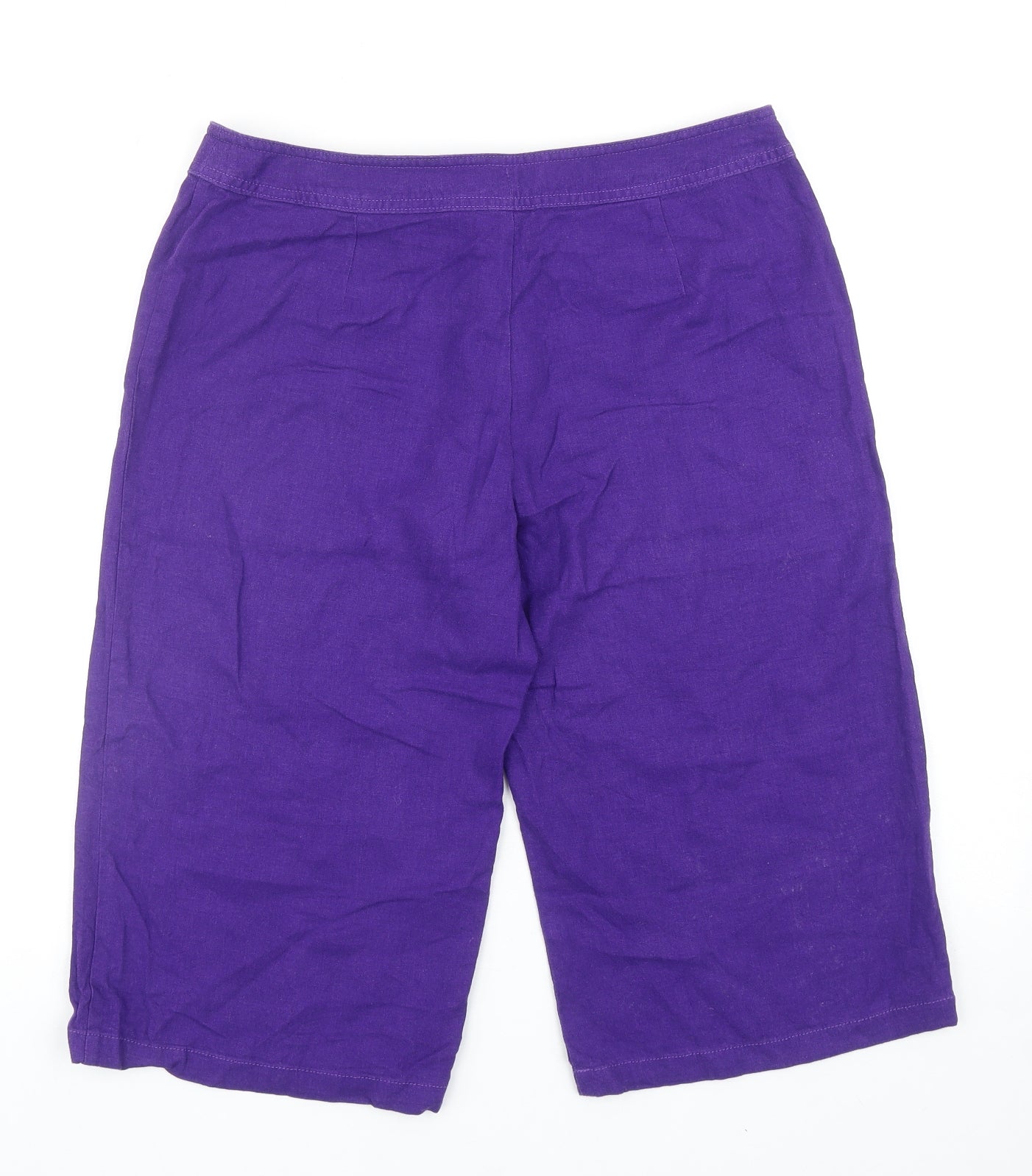 Marks and Spencer Womens Purple Linen Chino Shorts Size 14 Regular Zip