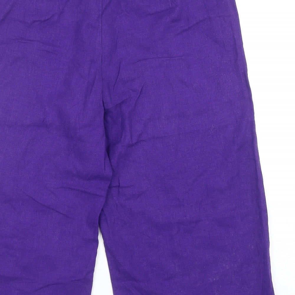 Marks and Spencer Womens Purple Linen Chino Shorts Size 14 Regular Zip