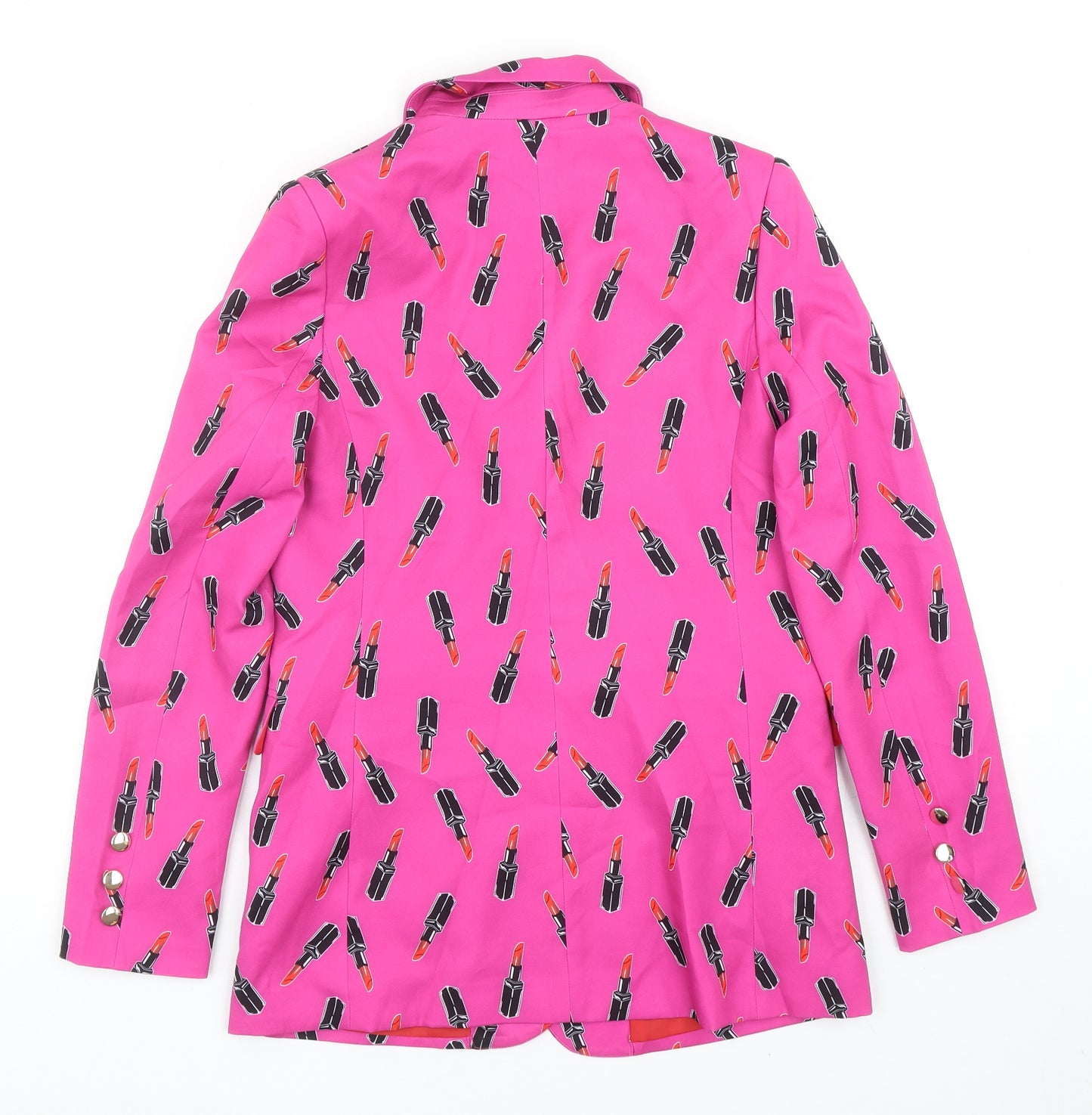 Liquorish Womens Pink Geometric Polyester Jacket Blazer Size 8 - Lipstick