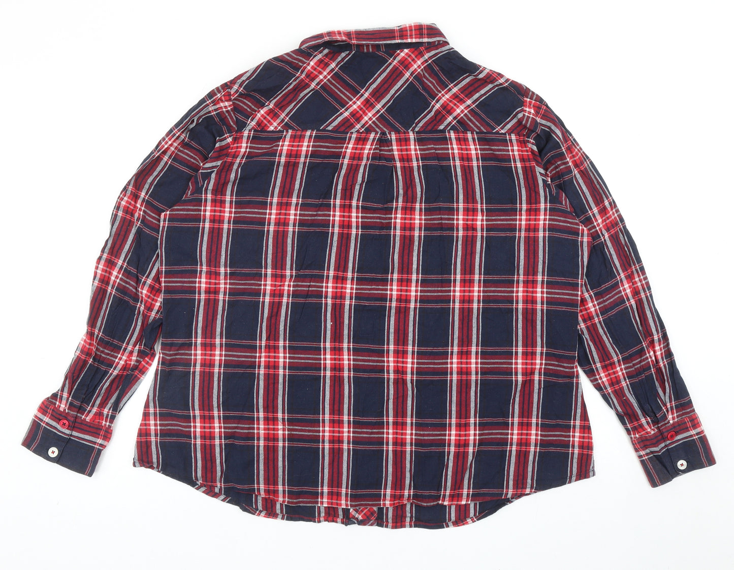 NEXT Womens Blue Plaid Cotton Basic Button-Up Size 24 Collared