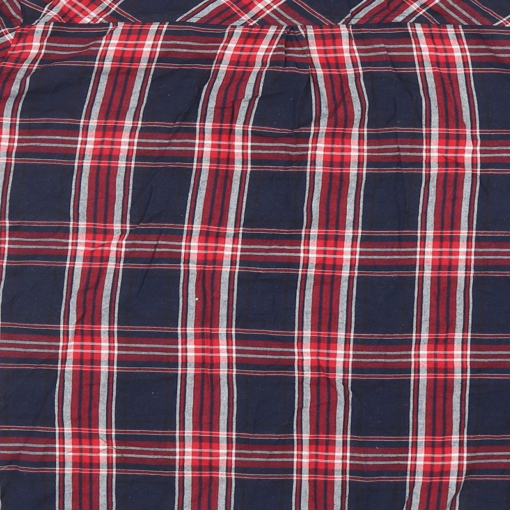 NEXT Womens Blue Plaid Cotton Basic Button-Up Size 24 Collared