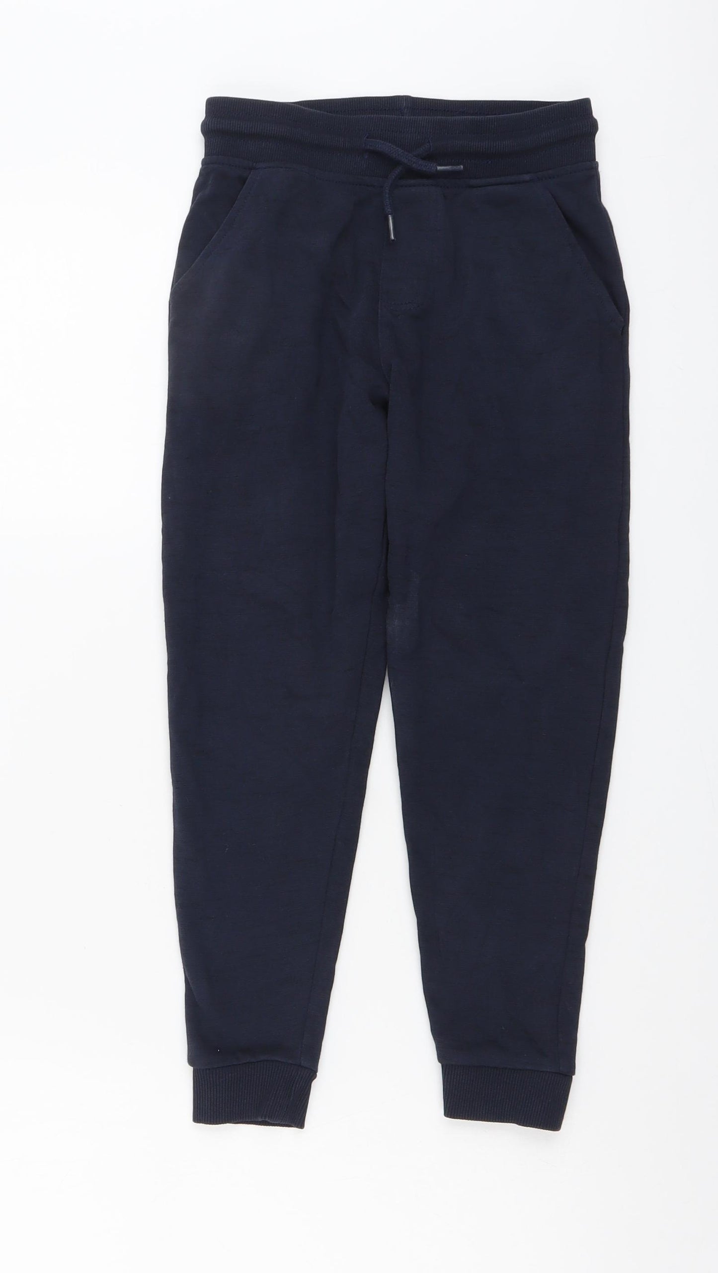 George Boys Blue Cotton Sweatpants Trousers Size 7-8 Years Regular Drawstring