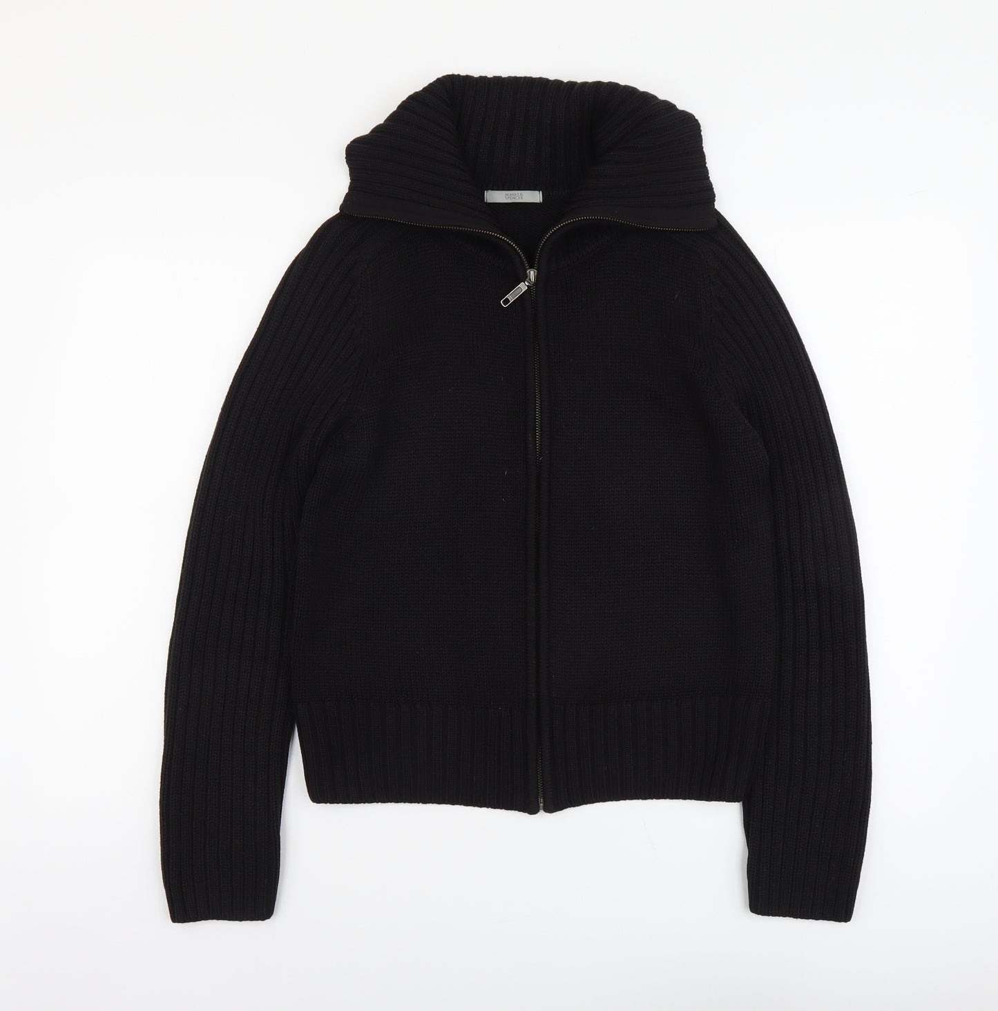 Marks and Spencer Womens Black Collared Acrylic Full Zip Jumper Size 14