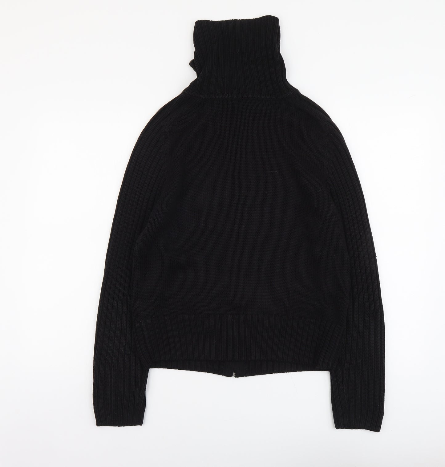 Marks and Spencer Womens Black Collared Acrylic Full Zip Jumper Size 14